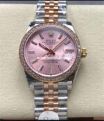 8+ Factory Rolex counterweight Datejust 278381RBR-0010 31mm Diamond Rose Gold Bezel Half Rose Gold Pink Dial Jubilee