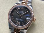 8+ Factory Rolex counterweight Datejust 278381RBR-0030 31mm Diamond Rose Gold Bezel Half Rose Gold Diamond Roman Numerals Grey Dial Jubilee - Image 3