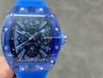 RM Factory Richard Mille RM 12-01 39mm Blue Crystal Blue Rubber Strap Skeletonized Black Dial
