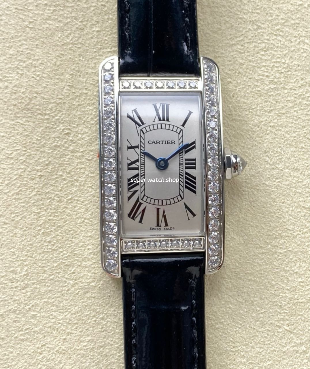 8848-Factory-Cartier-Tank-Americaine-19mm-Diamond-Roman-Numerals-Silver-Dial-10.jpeg 8848 Factory Cartier Tank Américaine 19mm Diamond Roman Numerals Silver Dial - Image 1