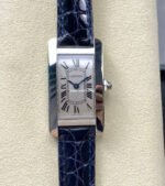 8848 Factory Cartier Tank Américaine 19mm W2601956 Crocodile leather Roman Numerals Silver Dial