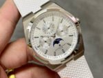 8F Factory Vacheron Constantin Overseas 4300V Perpetual Calendar 41.5mm Steel White Rubber Strap Silver Dial - Image 2
