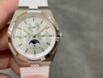 8F Factory Vacheron Constantin Overseas 4300V Perpetual Calendar 41.5mm Steel White Rubber Strap Silver Dial