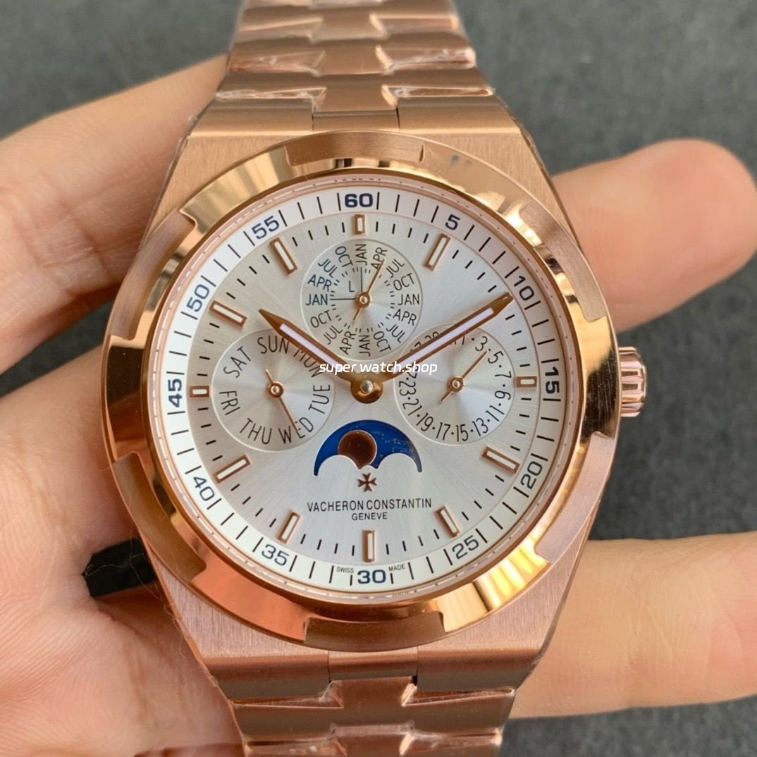 8F-Factory-Vacheron-Constantin-Overseas-4300V-Perpetual-Calendar-4300V220R-B064.jpg 8F Factory Vacheron Constantin Overseas 4300V Perpetual Calendar 4300V&220R-B064 41.5mm Full Rose Gold Silver Dial - Image 1