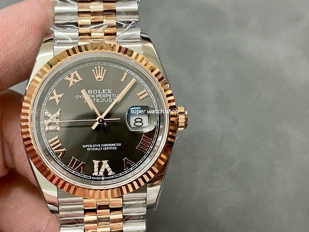 A-Factory-Rolex-Datejust-126231-0023-36mm-Half-Rose-Gold-Roman-Numerals-Diamond-Grey-Dial-Jubilee-2.jpg A+ Factory Rolex Datejust 126231-0023 36mm Half Rose Gold Roman Numerals Diamond Grey Dial Jubilee - Image 1
