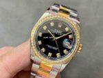 A+ Factory Rolex Datejust 126283RBR-0008 36mm Diamond Bezel Half Yellow Gold Diaond Mop Black Dial - Image 3