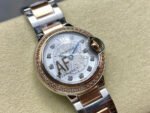 AF Factory Cartier Ballon Bleu W3BB0025 28mm Diamond Bezel Rose Gold Steel Roman Numerals Diamond Silver Dial - Image 2