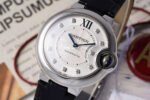 AF Factory Cartier Ballon Bleu W4BB0009 33mm Steel Leather Strap Diamond Roman Numerals Silver Dial - Image 3
