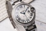 AF Factory Cartier Ballon Bleu W4BB0023 33mm Diamond Bezel Full Steel Roman Numerals Silver Dial - Image 2