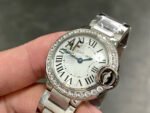 AF Factory Cartier Ballon Bleu W4BB0030 28mm Diamond Bezel Full Steel Roman Numerals Silver Dial - Image 3