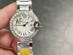 AF Factory Cartier Ballon Bleu W4BB0030 28mm Diamond Bezel Full Steel Roman Numerals Silver Dial
