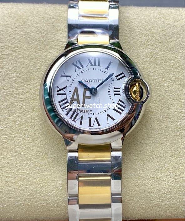 AF-Factory-Cartier-Ballon-Bleu-W69007Z3-28mm-Gold-Steel-Roman-Numerals-Silver-Dial-2.jpg AF Factory Cartier Ballon Bleu W69007Z3 28mm Gold Steel Roman Numerals Silver Dial - Image 1