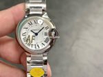 AF Factory Cartier Ballon Bleu W69010Z4 28mm Full Steel Roman Numerals Silver Dial