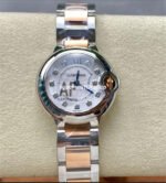 AF Factory Cartier Ballon Bleu WE902030 28mm Rose Gold Steel Roman Numerals Diamond Silver Dial