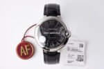 AF Factory Cartier Ballon Bleu WSBB0003 Cartier Ballon Bleu WSBB0003 42mm Steel Leather Strap Roman Numerals Black Dial