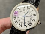AF Factory Cartier Ronde Solo de Cartier W6701011 42mm Steel Leather Strap Roman Numerals Silver Dial - Image 3