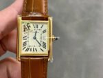 AF Factory Cartier Tank Américaine w2601556 19mm Yellow Gold Leather Strap White Dial
