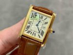 AF Factory Cartier Tank Américaine w2601556 19mm Yellow Gold Leather Strap White Dial - Image 3