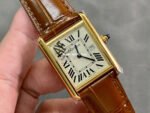 AF Factory Cartier Tank Américaine w2601556 19mm Yellow Gold Leather Strap White Dial - Image 2