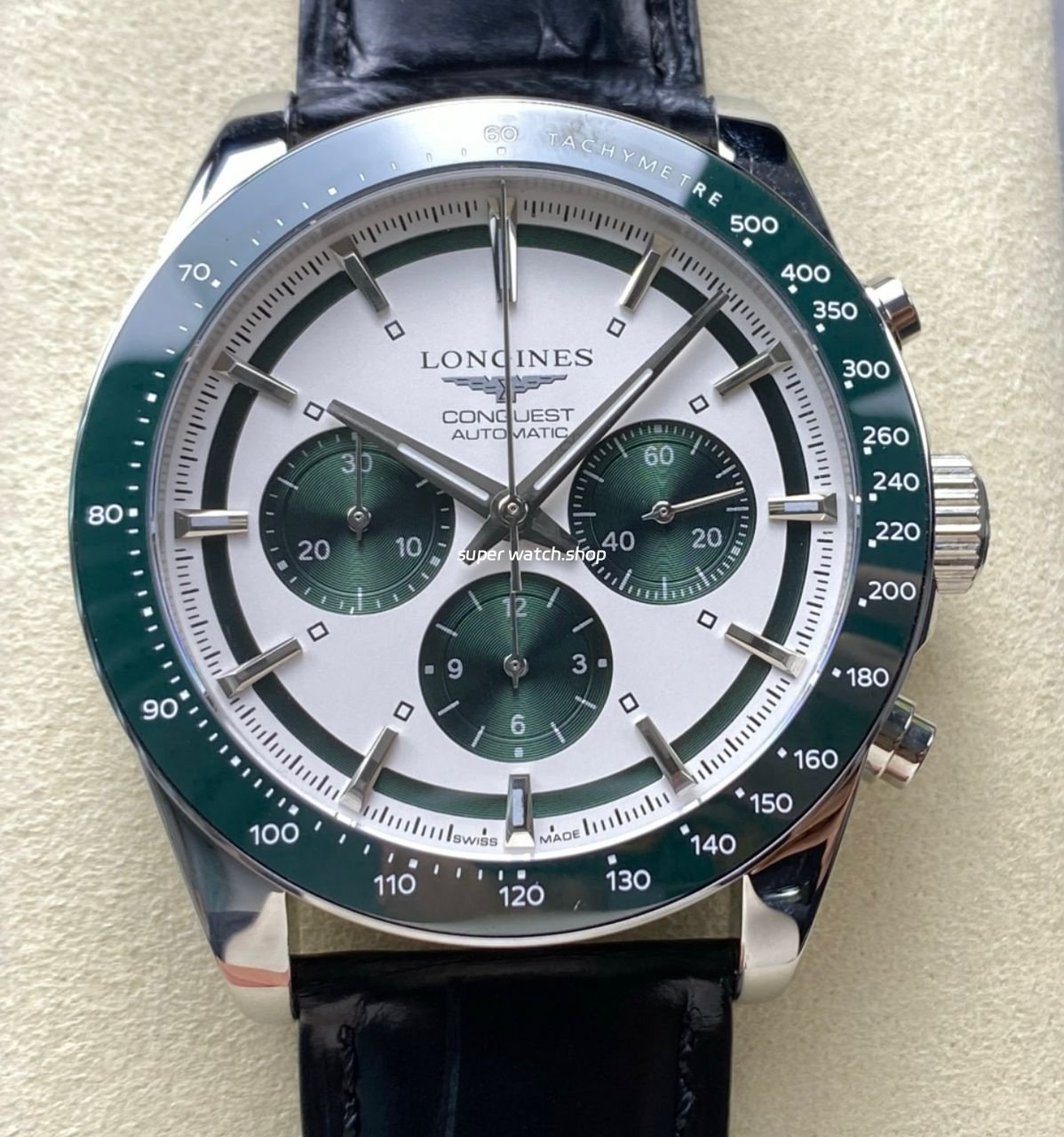 AF-Factory-Longines-Conquest-Chronograph-L3.835.4.02.6-42mm-Steel-Leather-Strap-Green-Eyes-White-Dial-1-5.jpg AF Factory Longines Conquest Chronograph L3.835.4.02.6 42mm Steel Leather Strap Green Eyes White Dial - Image 1