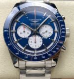 AF Factory Longines Conquest Chronograph L3.835.4.91.2 42mm Full Steel Strap White Eyes Blue Dial