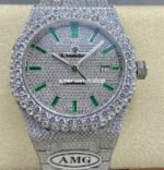 AMG Factory Audemars Piguet Royal Oak Selfwinding 15400 41mm Full Diamond Steel Green Diamond Baguette Dial