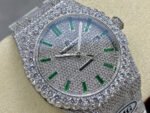 AMG Factory Audemars Piguet Royal Oak Selfwinding 15400 41mm Full Diamond Steel Green Diamond Baguette Dial - Image 2