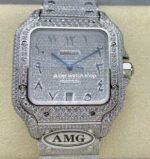AMG Factory Cartier Full Diamond Santos 40mm Diamond Steel Arabic Number Diamond Dial