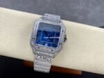 AMG Factory Cartier Full Diamond Santos 40mm Diamond Steel Roman Number Blue Dial - Image 4