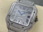 AMG Factory Cartier Full Diamond Santos 40mm Diamond Steel Roman Number Diamond Dial - Image 3