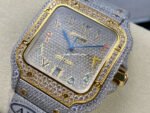 AMG Factory Cartier Full Diamond Santos 40mm Gold Diamond Steel Color Arabic Number Diamond Dial - Image 3