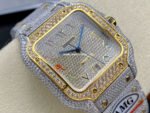 AMG Factory Cartier Full Diamond Santos 40mm Gold Diamond Steel Color Arabic Number Diamond Dial - Image 2