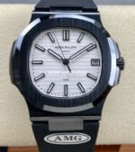AMG Factory Customer Made Patek Philippe Nautilus PP5711 40mm Ceramics Black Rubber Strap White Dial