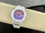 AMG Factory Customer Made Patek Philippe Nautilus PP5711 40mm Ceramics White Rubber Strap Pink Blue Dial - Image 4