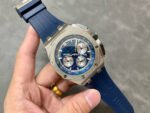 APF Factory Audemars Piguet Royal Oak Chronograph 26420TI.OO.A027CA.01 43mm Titanium Rubber Strap Silver Eye Blue Dial - Image 4