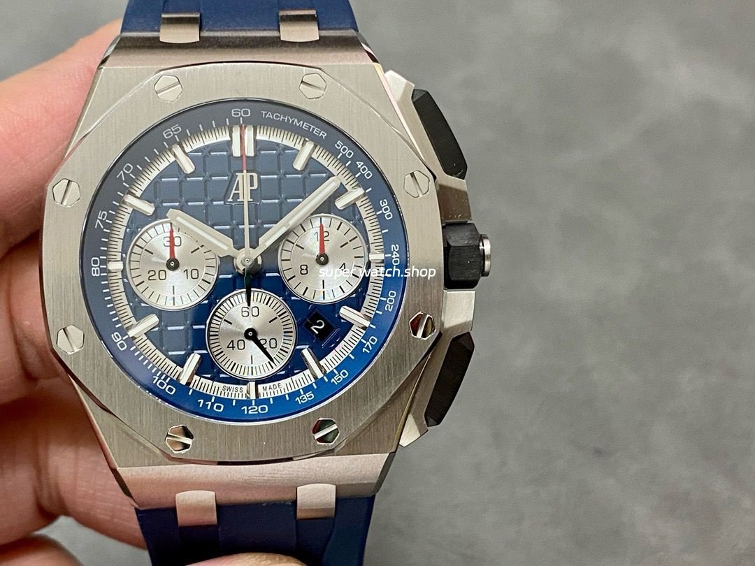 APF-Factory-Audemars-Piguet-Royal-Oak-Chronograph-26420TI.OO_.A027CA.0.jpg APF Factory Audemars Piguet Royal Oak Chronograph 26420TI.OO.A027CA.01 43mm Titanium Rubber Strap Silver Eye Blue Dial - Image 1