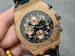 APF Factory Audemars Piguet Royal Oak Offshore Chronograph 26470OR.OO.A125CR.01 42mm Rose Gold Leather Strap Arabic Numerals Rose Gold Eye Black Dial - Image 2