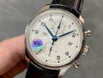 APS Factory IWC Portuguese Chronograph IW390302 42mm Steel Leather Strap Arabic Numerals Silver Dial - Image 3