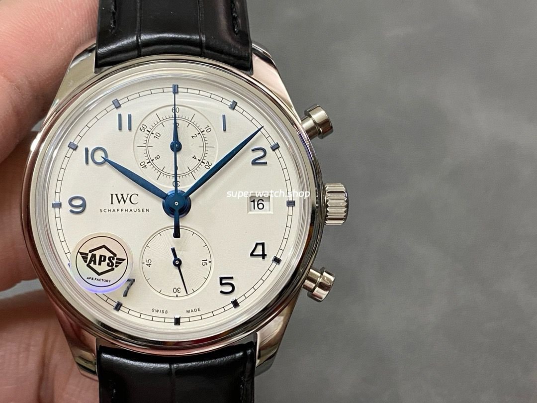 APS-Factory-IWC-Portuguese-Chronograph-IW390302-42mm-Steel-Leather-Strap-Arabic-Numerals-Silver-Dial-8.jpg APS Factory IWC Portuguese Chronograph IW390302 42mm Steel Leather Strap Arabic Numerals Silver Dial - Image 1