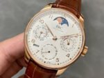 APS Factory IWC Portuguese Perpetual Calendar IW502302 44mm Rose Gold Leather Strap Arabic Numerals Silver Dial - Image 3