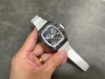 APS Factory Richard Mille RM 055 42.7mm Carbon Fiber Rubber Strap Skeletonized Red Subtitles On White Background Dial - Image 4