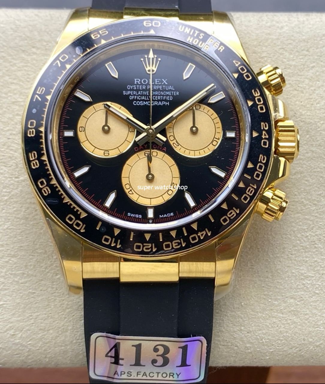 APS-Factory-counterweight-Rolex-Daytona-126518LN-0004-Yellow-Gold-Rubber-Strap-Black-Dial-1.jpeg APS Factory counterweight Rolex Daytona 126518LN-0004 Yellow Gold Oysterflex Black Dial - Image 1