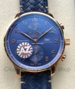 AZ Factory IWC Portuguese Chronograph IW371614 41mm Rose Gold Arabic Numerals Blue Dial