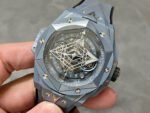 BBF Factory Hublot Big Bang Sang Bleu II 45mm 418.FX.8007.RX.MXM21 Grey Ceramics Grey Rubber Strap Grey Skeletonized Dial - Image 3