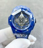 BBF Factory Hublot Big Bang Sang Bleu II 45mm 418.GX.2001.RX.MXM21 Blue Ceramics Blue Rubber Strap Blue Skeletonized Dial