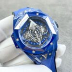 BBF Factory Hublot Big Bang Sang Bleu II 45mm 418.GX.2001.RX.MXM21 Blue Ceramics Blue Rubber Strap Blue Skeletonized Dial - Image 2