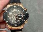 BBF Factory Hublot Big Bang Unico 45mm 411.OM.1180.RX Rose Gold Black Rubber Strap Silver Skeletonized