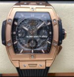 BBF Factory Hublot Spirit of Big Bang 642.OX.0180.RX 42mm Rose Gold Ceramic Rose Gold Black Rubber Strap Skeletonized Black Dial