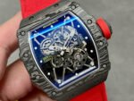 BBR Factory Richard Mille 42mm RM35-01 Black Carbon Fiber Red Canvas Strap Black Skeletonized - Image 2