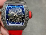BBR Factory Richard Mille 42mm RM35-01 Black Carbon Fiber Red Canvas Strap Black Skeletonized